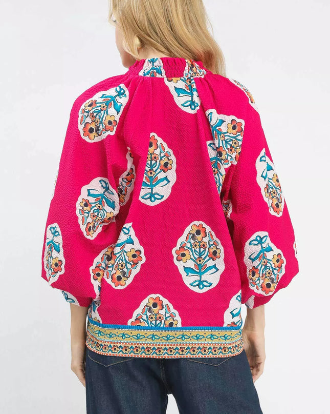 Umgee Boho Floral Print Tunic Blouse - Sleekdenim.com