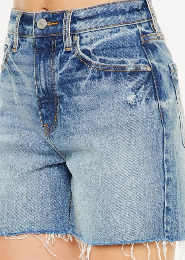 Kancan Full Size Raw Hem High Waist Denim Shorts - Sleekdenim.com