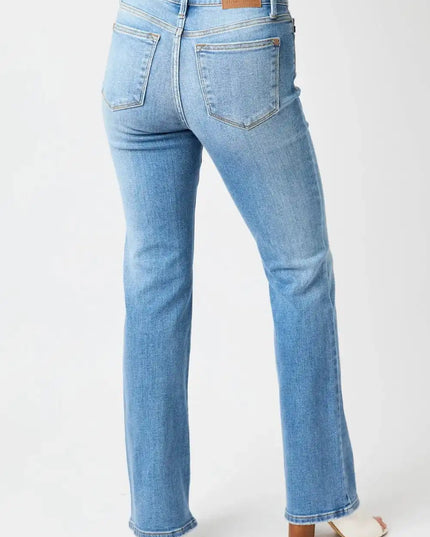 Judy Blue Full Size Mid-Rise Waist Straight Jeans - Sleekdenim.com
