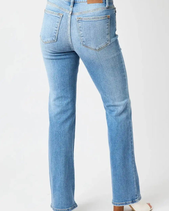 Judy Blue Full Size Mid-Rise Waist Straight Jeans - Sleekdenim.com