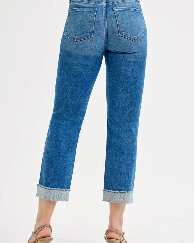 RISEN Full Size High Rise Boyfriend Fit Ankle Jeans Plus SIze - Sleekdenim.com