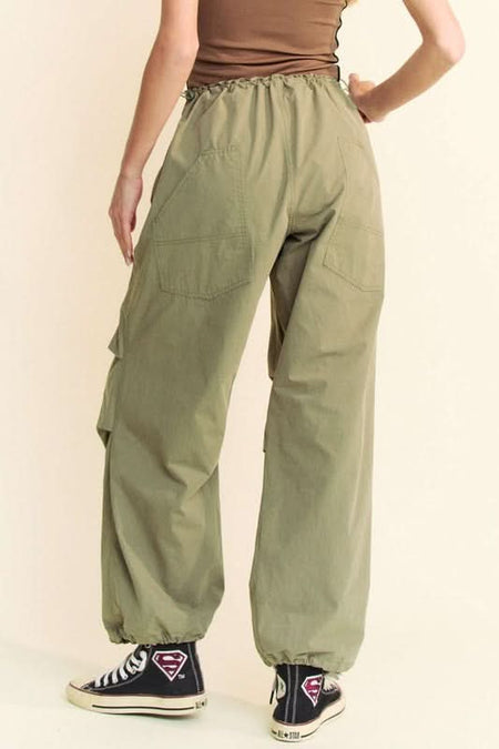 Davi & Dani Drawstring Baggy Pants with Pockets - Sleekdenim.com