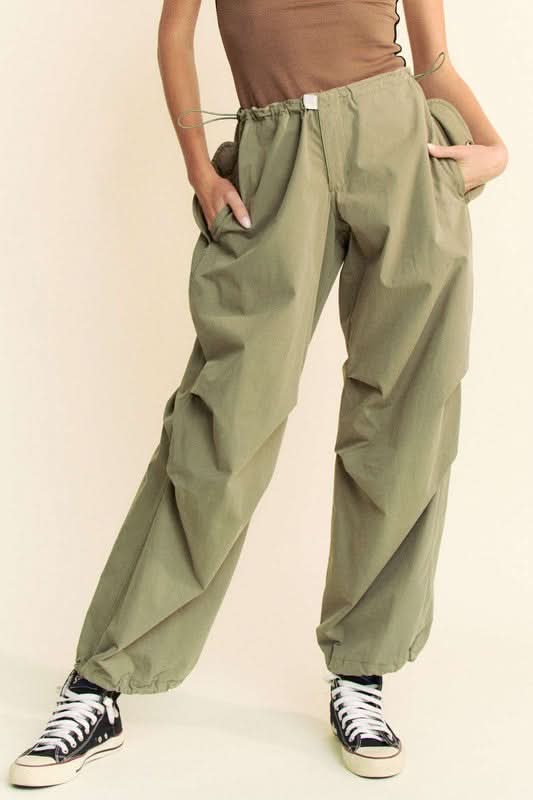 Davi & Dani Drawstring Baggy Pants with Pockets - Sleekdenim.com