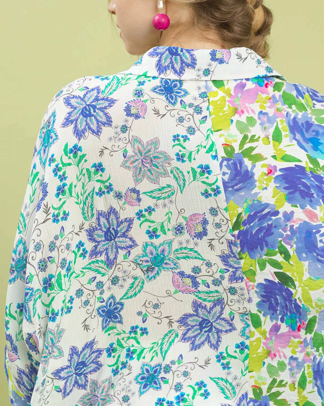 Umgee Mixed Floral Oversized Button Down Shirt - Sleekdenim.com