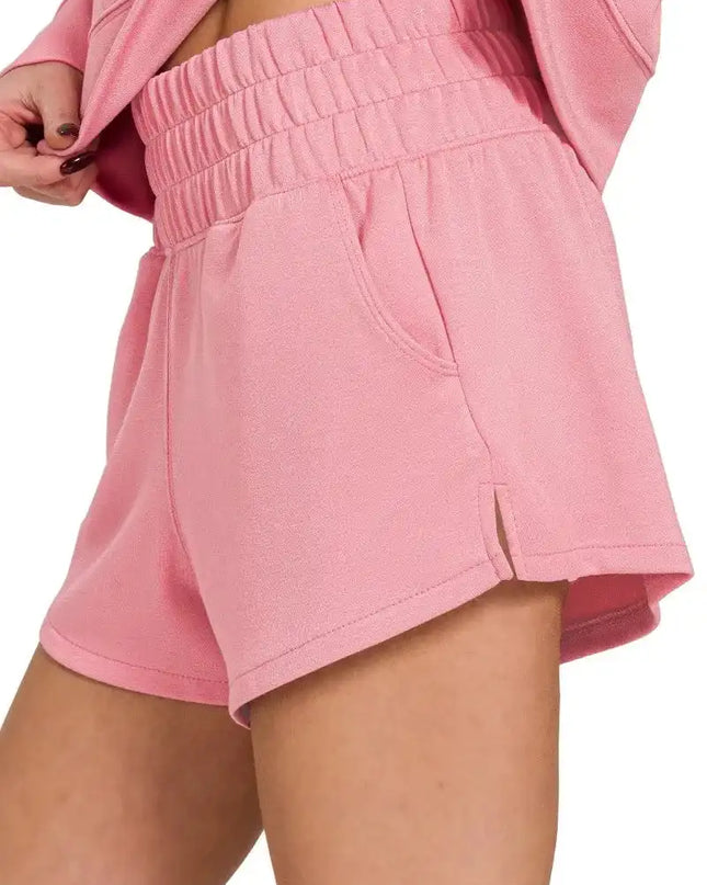 Zenana Scuba Long Sleeve Sweatshirts & Shorts Set - Sleekdenim.com