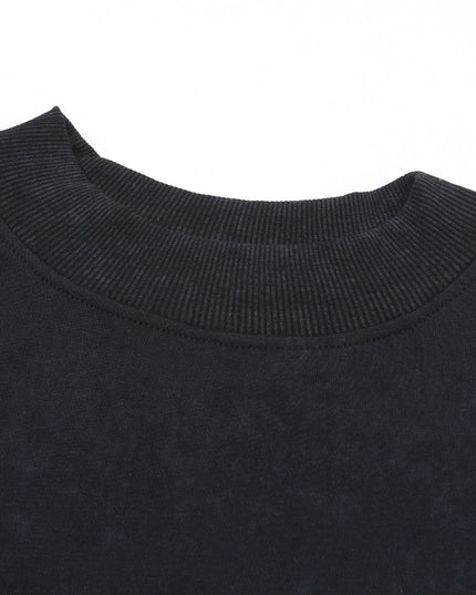 Brown Plain Drop Shoulder Crew Neck Pullover Sweatshirt