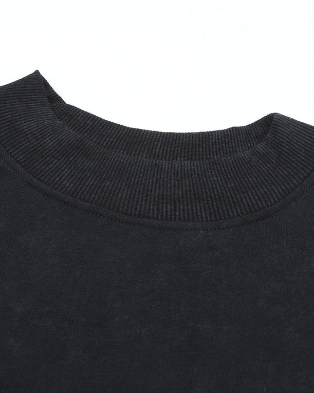 Brown Plain Drop Shoulder Crew Neck Pullover Sweatshirt