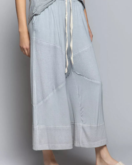 POL Elastic Waistband Wide Leg Pants with Drawstring - Sleekdenim.com