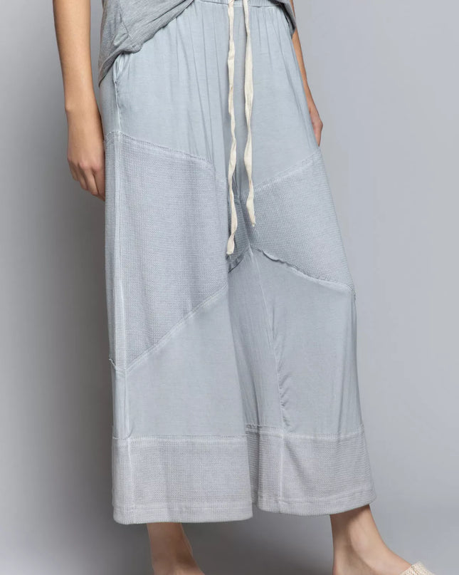 POL Elastic Waistband Wide Leg Pants with Drawstring - Sleekdenim.com