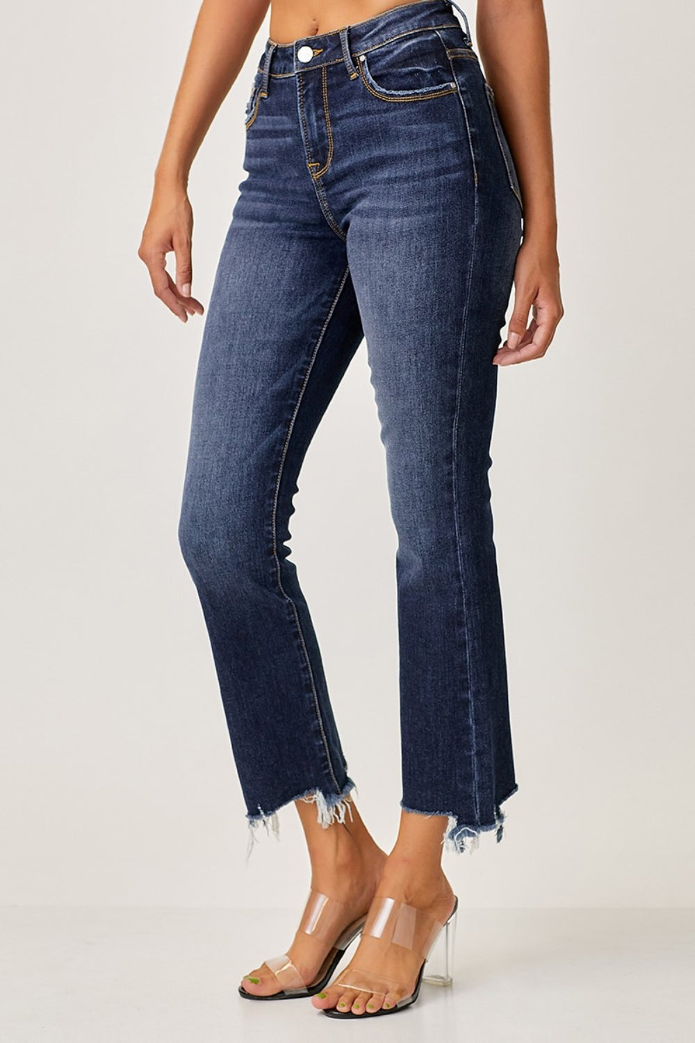 Risen Full Size Frayed Hem Cropped Straight Jeans | Sleekdenim.com