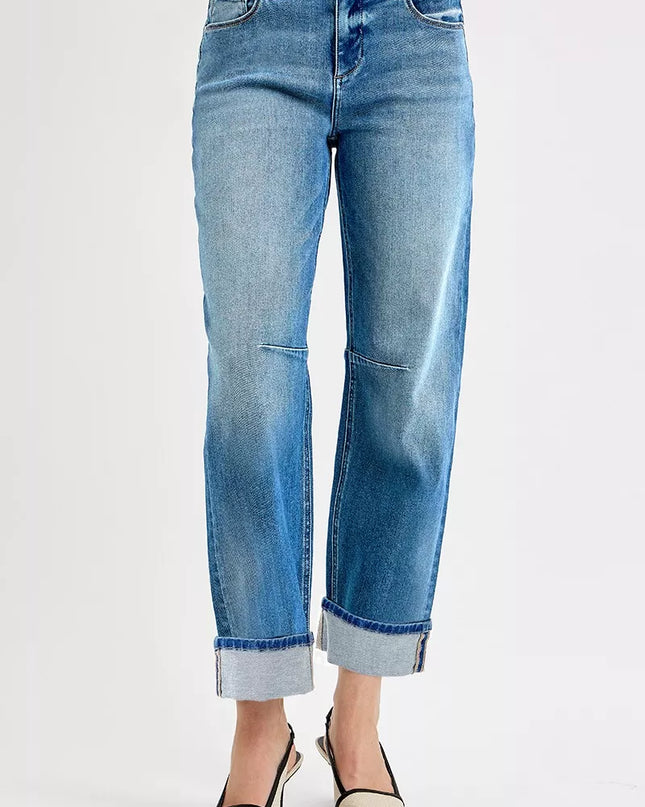 RISEN Slouchy Crop Barrel Cuffed Jeans - Sleekdenim.com