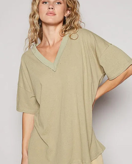 POL V-Neck Half Sleeve T-Shirt - Sleekdenim.com