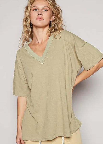 POL V-Neck Half Sleeve T-Shirt - Sleekdenim.com