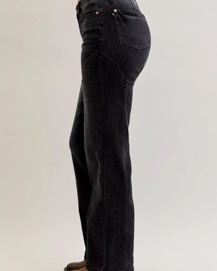 Judy Blue Mid Rise Straight Western Seam Detail Jeans - Sleekdenim.com