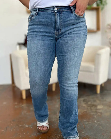 Judy Blue Full Size Mid-Rise Waist Straight Jeans - Sleekdenim.com