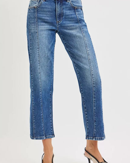 RISEN High Rise Crop Straight Jeans - Sleekdenim.com
