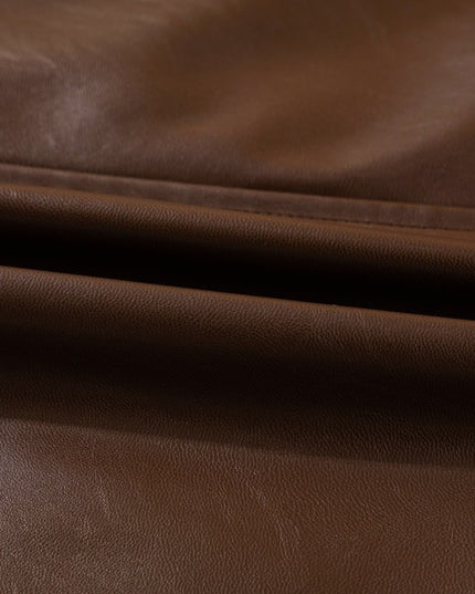 Leather Drawstring Hem Pocketed Jacket - Sleekdenim.com