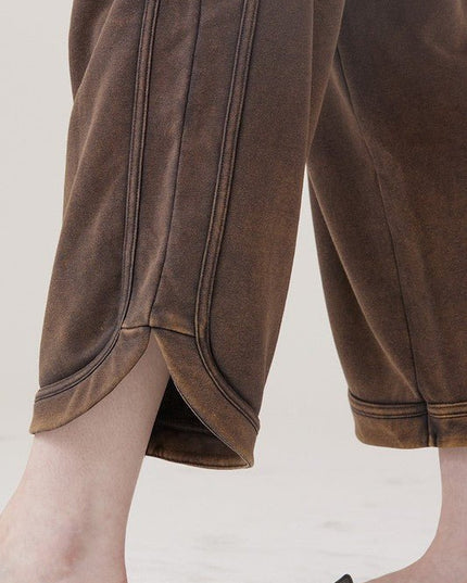 Dolphin Tail Wide Leg Mineral Washed Pants - Sleekdenim.com