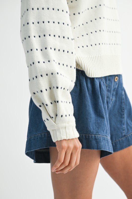 Dot Knit Pullover Sweater - Sleekdenim.com
