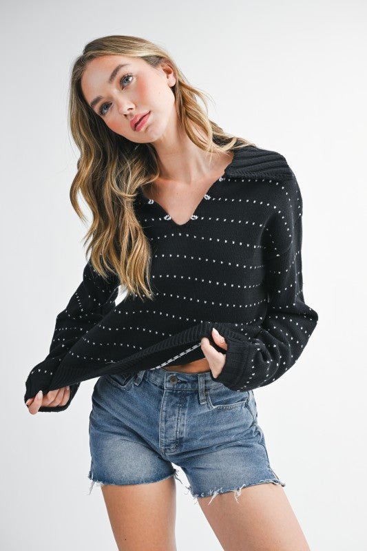 Dot Knit Pullover Sweater - Sleekdenim.com