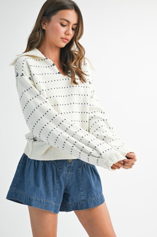 Dot Knit Pullover Sweater - Sleekdenim.com