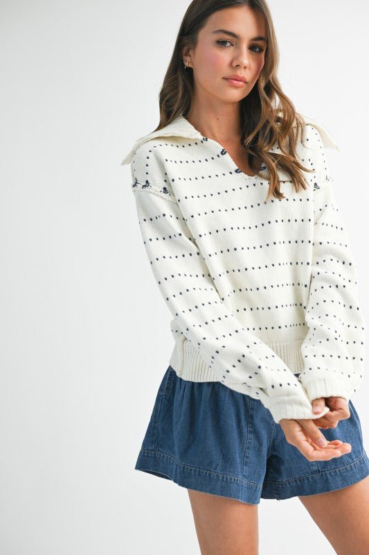 Dot Knit Pullover Sweater - Sleekdenim.com