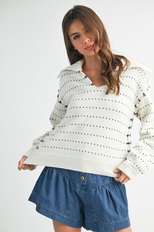 Dot Knit Pullover Sweater - Sleekdenim.com