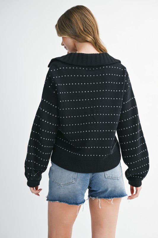 Dot Knit Pullover Sweater - Sleekdenim.com