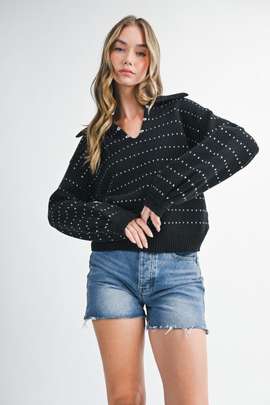 Dot Knit Pullover Sweater - Sleekdenim.com