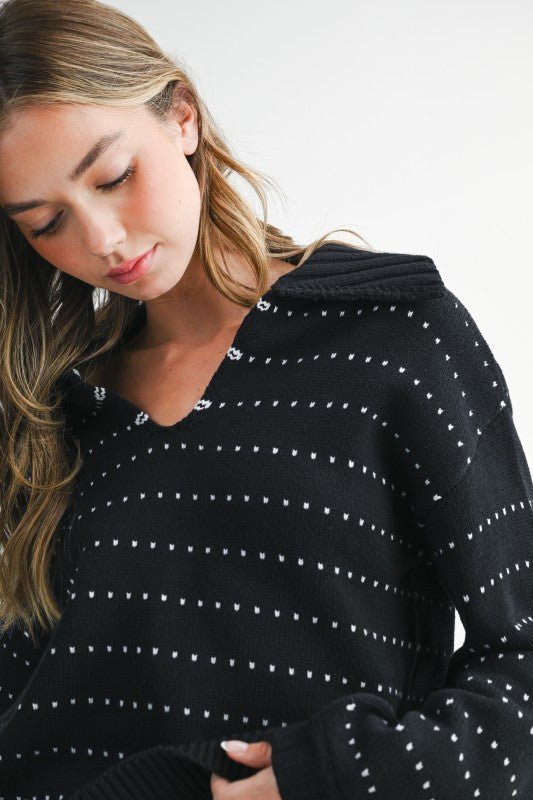 Dot Knit Pullover Sweater - Sleekdenim.com