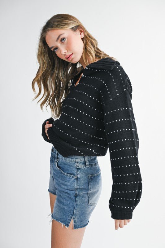 Dot Knit Pullover Sweater - Sleekdenim.com