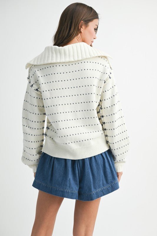Dot Knit Pullover Sweater - Sleekdenim.com