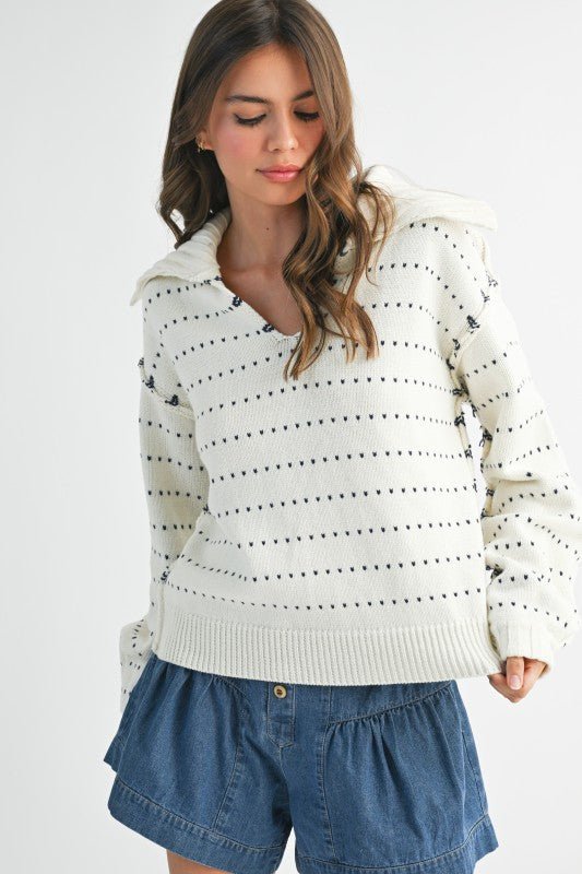 Dot Knit Pullover Sweater - Sleekdenim.com