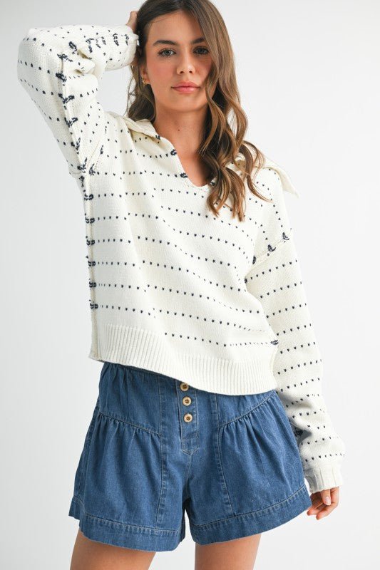 Dot Knit Pullover Sweater - Sleekdenim.com