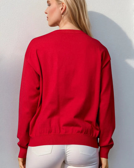 Double Take Full Size Nutcracker Sequin Long Sleeve Sweater - Sleekdenim.com