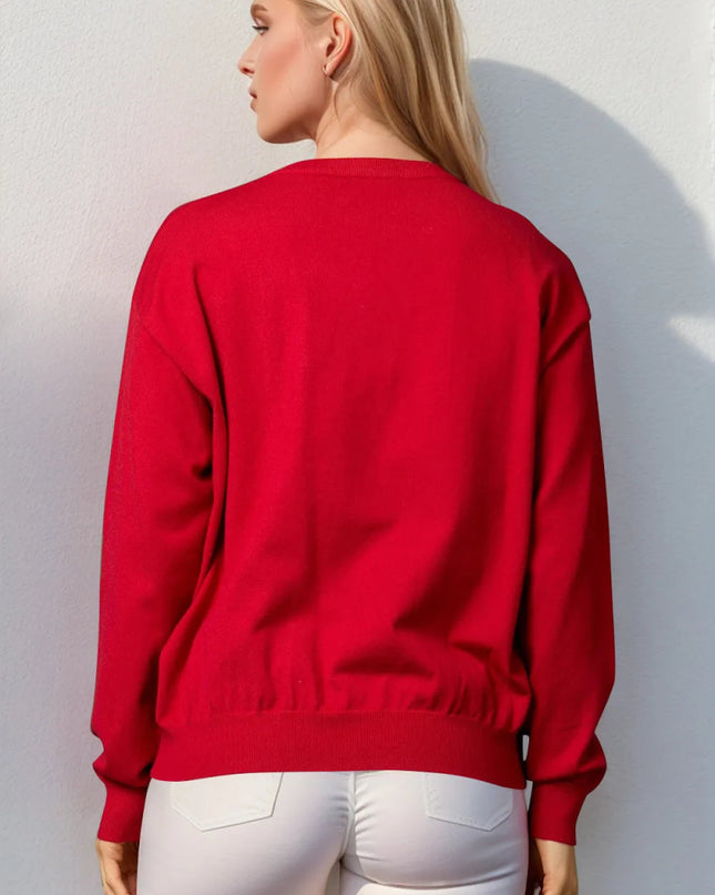 Double Take Full Size Nutcracker Sequin Long Sleeve Sweater - Sleekdenim.com