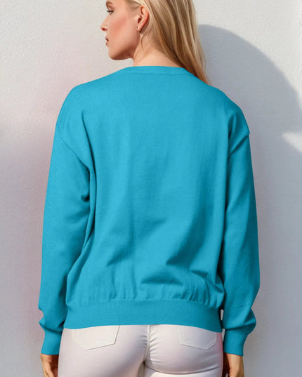 Double Take Full Size Nutcracker Sequin Long Sleeve Sweater - Sleekdenim.com