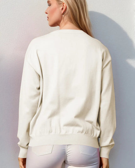 Double Take Full Size Nutcracker Sequin Long Sleeve Sweater - Sleekdenim.com