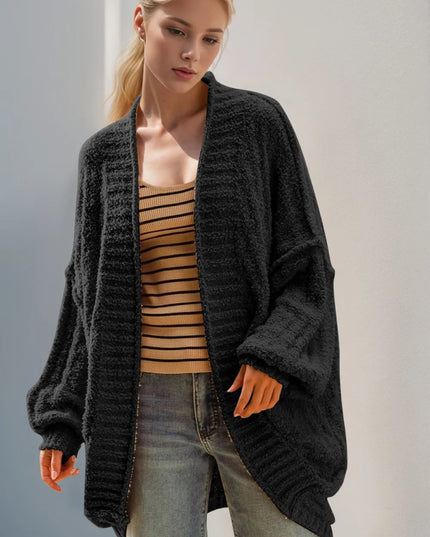 Double Take Full Size Open Front Long Sleeve Cardigan - Sleekdenim.com