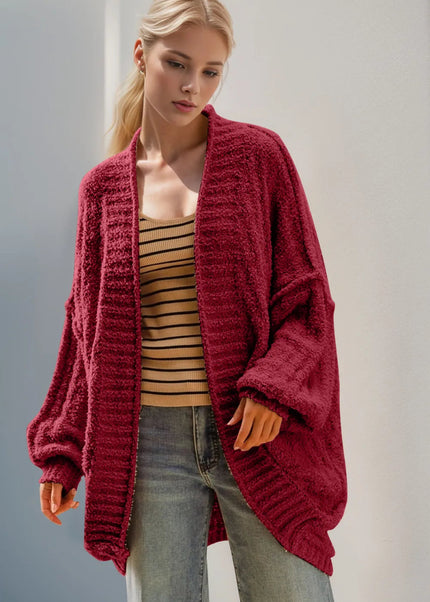 Double Take Full Size Open Front Long Sleeve Cardigan - Sleekdenim.com