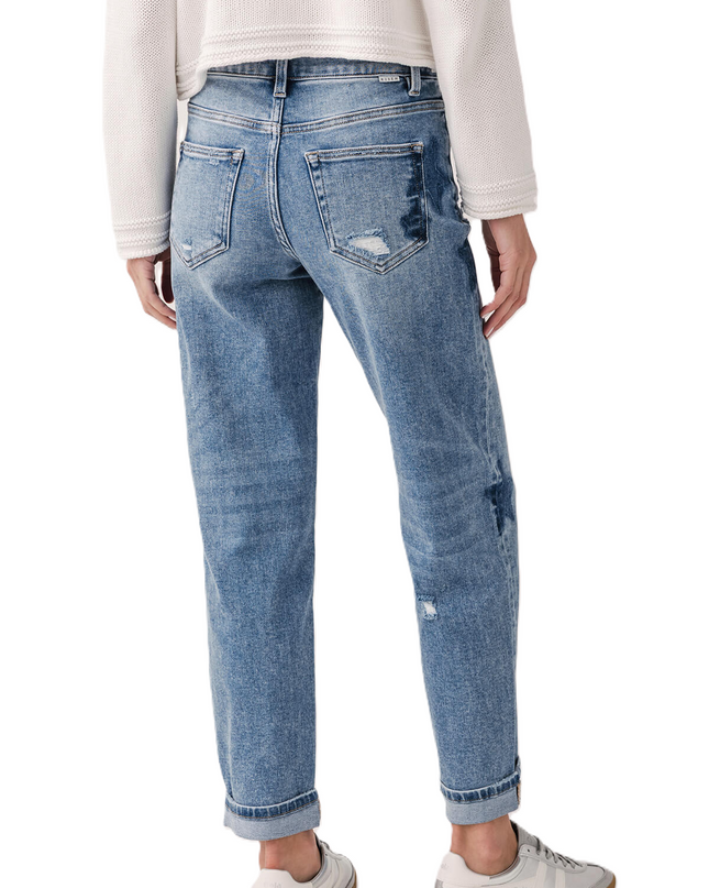 Risen Celeste Mid Rise Star Shadow Boyfriend Jeans - PGA21091