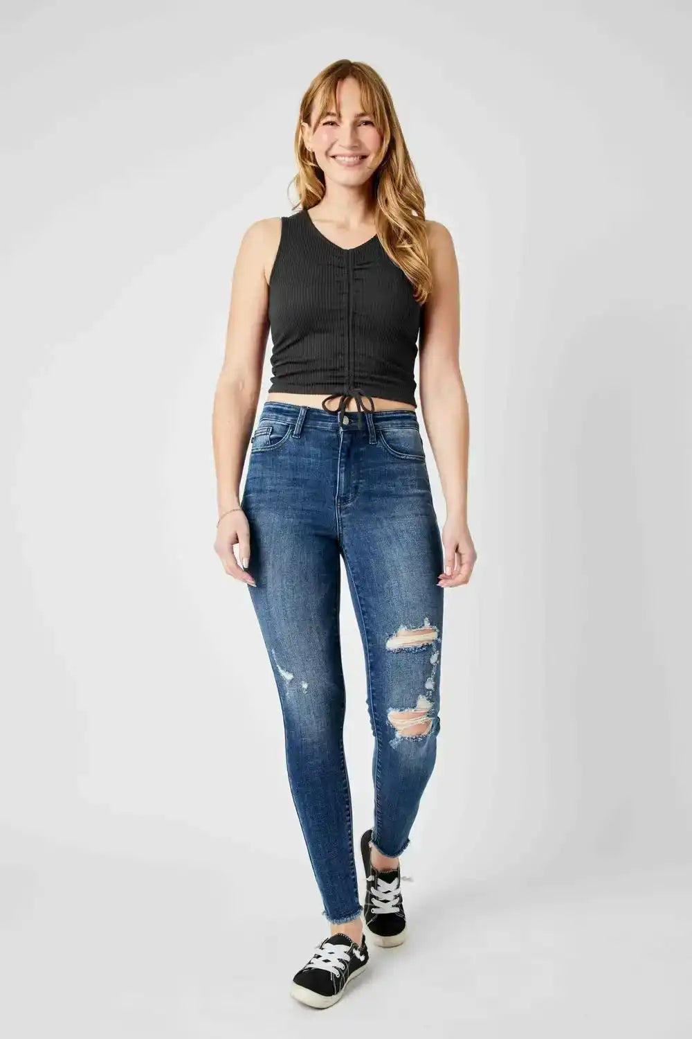 Judy Blue High Waist Destroy Skinny Denim 82581 - Sleekdenim.com