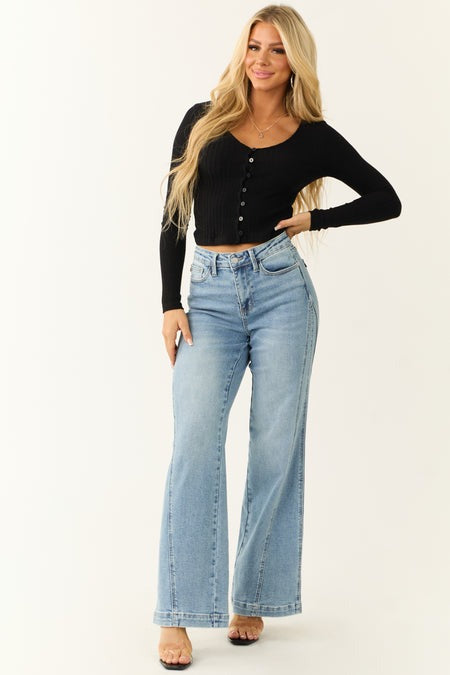 Judy Blue Medium Wash Side Panel Wide Leg Jeans | sleekdenim.com