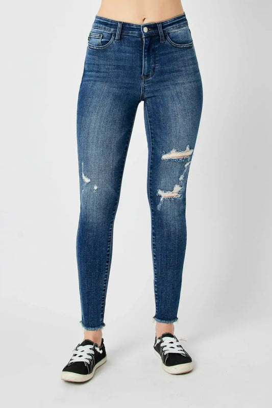 Judy Blue High Waist Destroy Skinny Denim 82581 - Sleekdenim.com