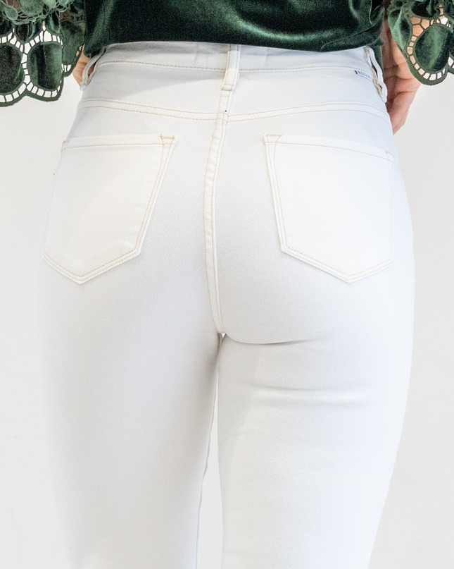 Spring in Step Tummy Control Top High Rise Raw Hem Straight Leg Regular & Plus Sizes - Sleekdenim.com