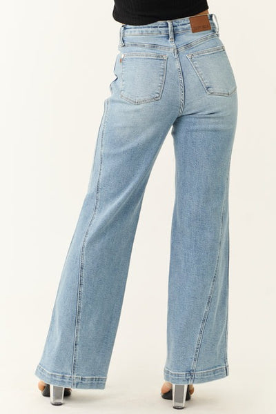 Judy Blue Medium Wash Side Panel Wide Leg Jeans | sleekdenim.com