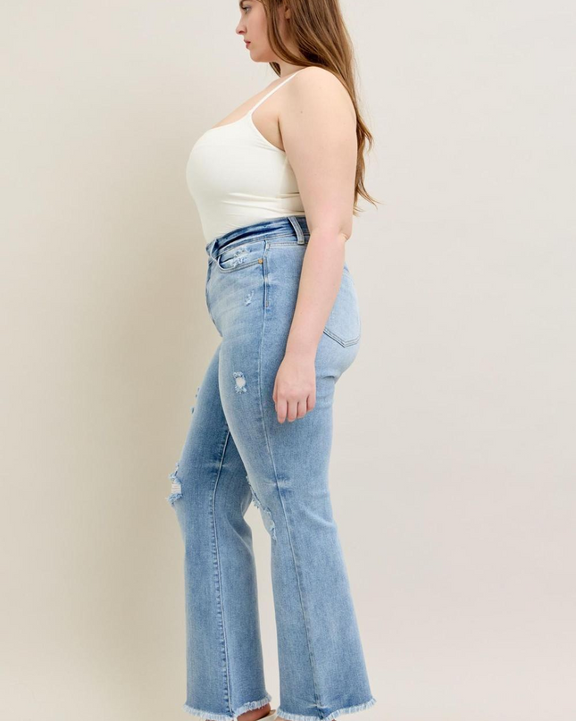 Judy Blue High Waist w/ Shield Pockets Flare Denim Jeans 82650 - Sleekdenim.com