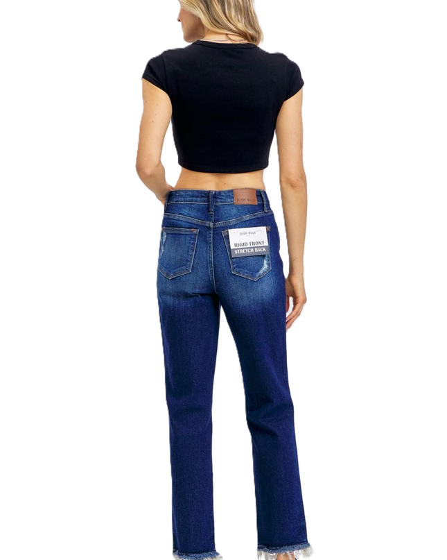 Judy Blue High Waist Rigid Magic Heavy Destroy Straight Jeans 88819