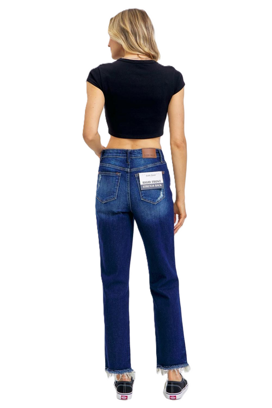 Judy Blue High Waist Rigid Magic Heavy Destroy Straight Jeans 88819