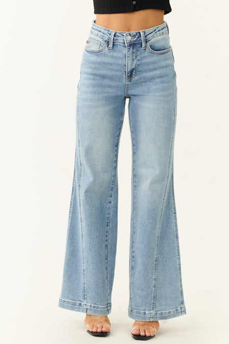 Judy Blue Medium Wash Side Panel Wide Leg Jeans | sleekdenim.com